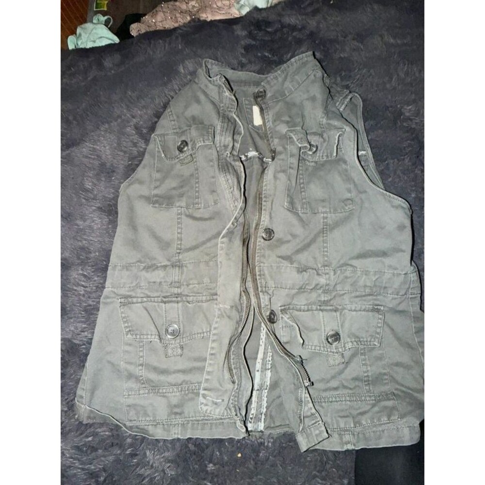 Ashley by 26 International XL Safari Utility Vest Gray Green Multi Pocket